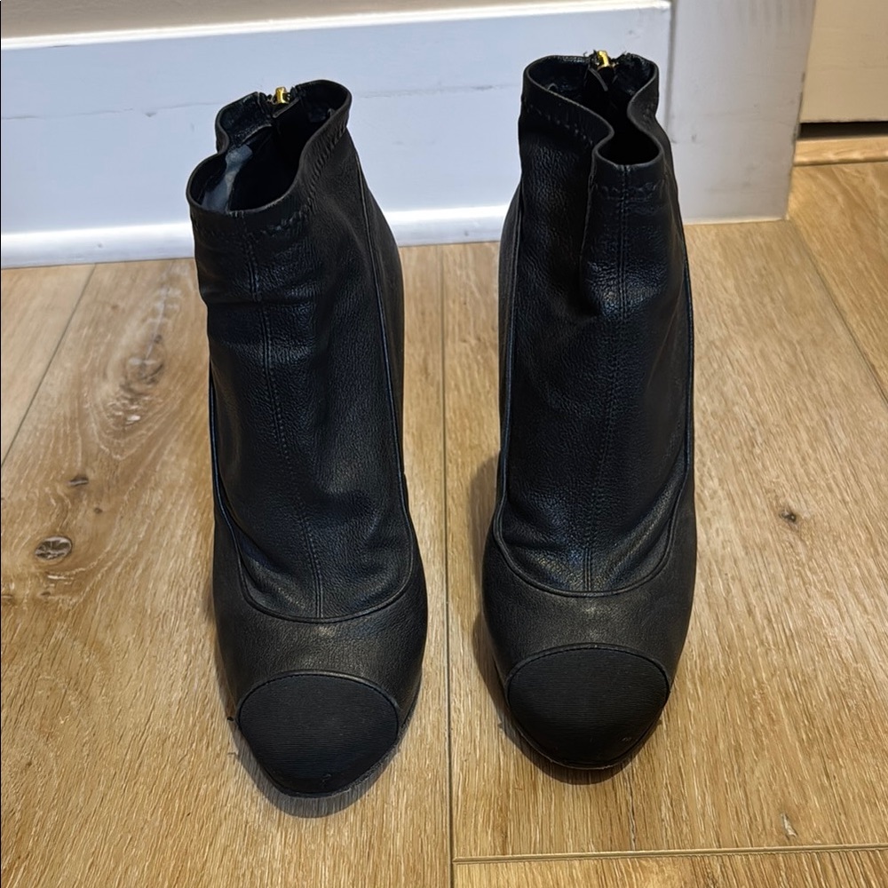 CHANEL Black Ankle Boots Classic Versatile Design